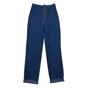 Vintage 1970s Chemin de fer High Rise Denim Back Buckle Cinch Flare Jeans  24/0